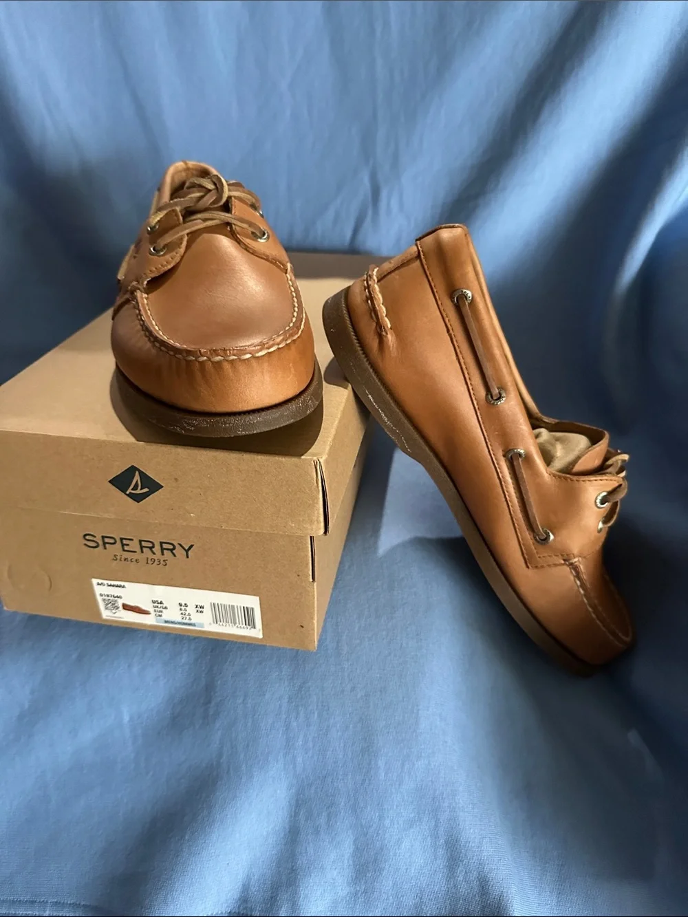 Sperry Men’s Brown Leather Moc-Toe Boat Shoes